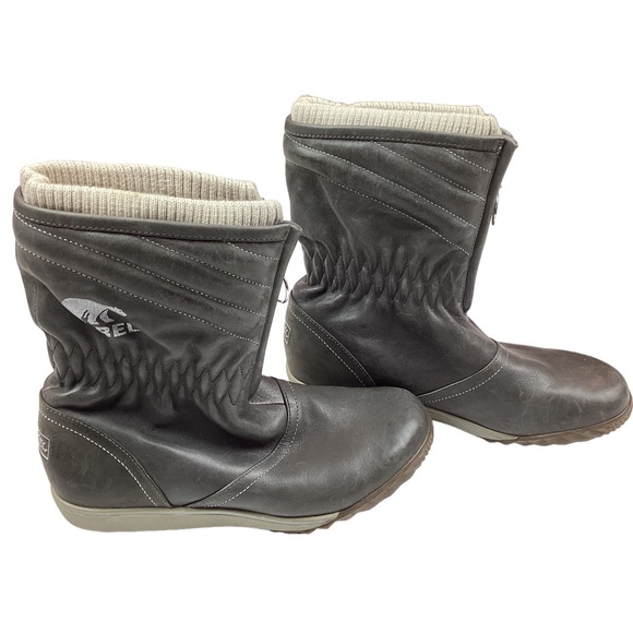 SOREL Firenzy Breve Leather Zip Up Winter Boot Gray - Picture 2 of 11